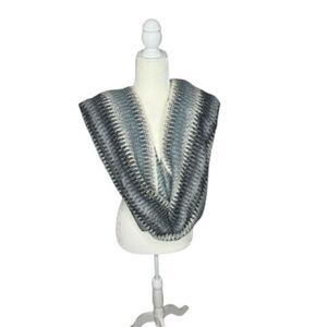 Missoni Mohair Blend Gray and Blue Knit Infinity Scarf. One Size.